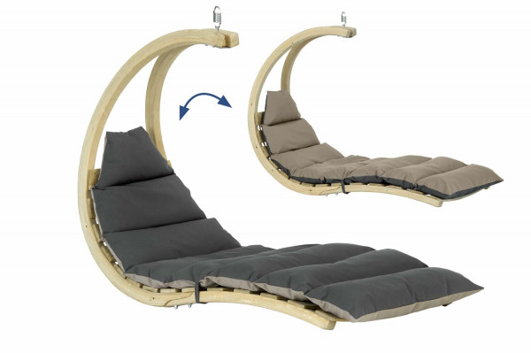 The AMAZONAS Swing Lounger is a floating recliner with super soft padded cushions for indoors and outdoors