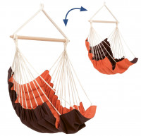 The turning AMAZONAS California hanging chair with integrated footrest is a hanging chair for indoors and outdoors