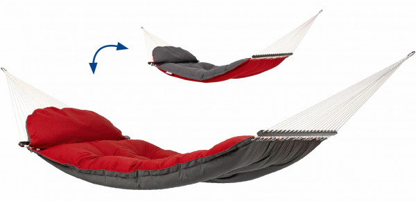 Die AMAZONAS Fat Hammock ist eine besonders dick gefütterte, super bequeme Luxus-Hängematte für den Garten