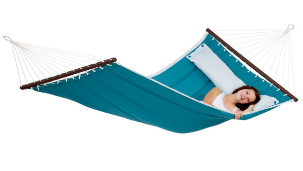 The cushioned rod hammock is big enough for two people