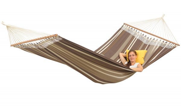 The Brazilian XXL premium rod hammock is big enough for three people