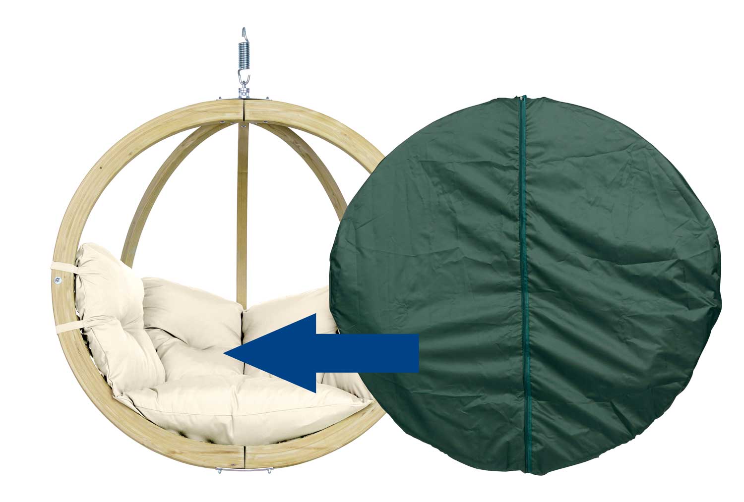 Telo Protettivo Globo Chair Amazonas | Verde Impermeabile Con Zip | 69x118x121 Cm Per Poltrona Pensile